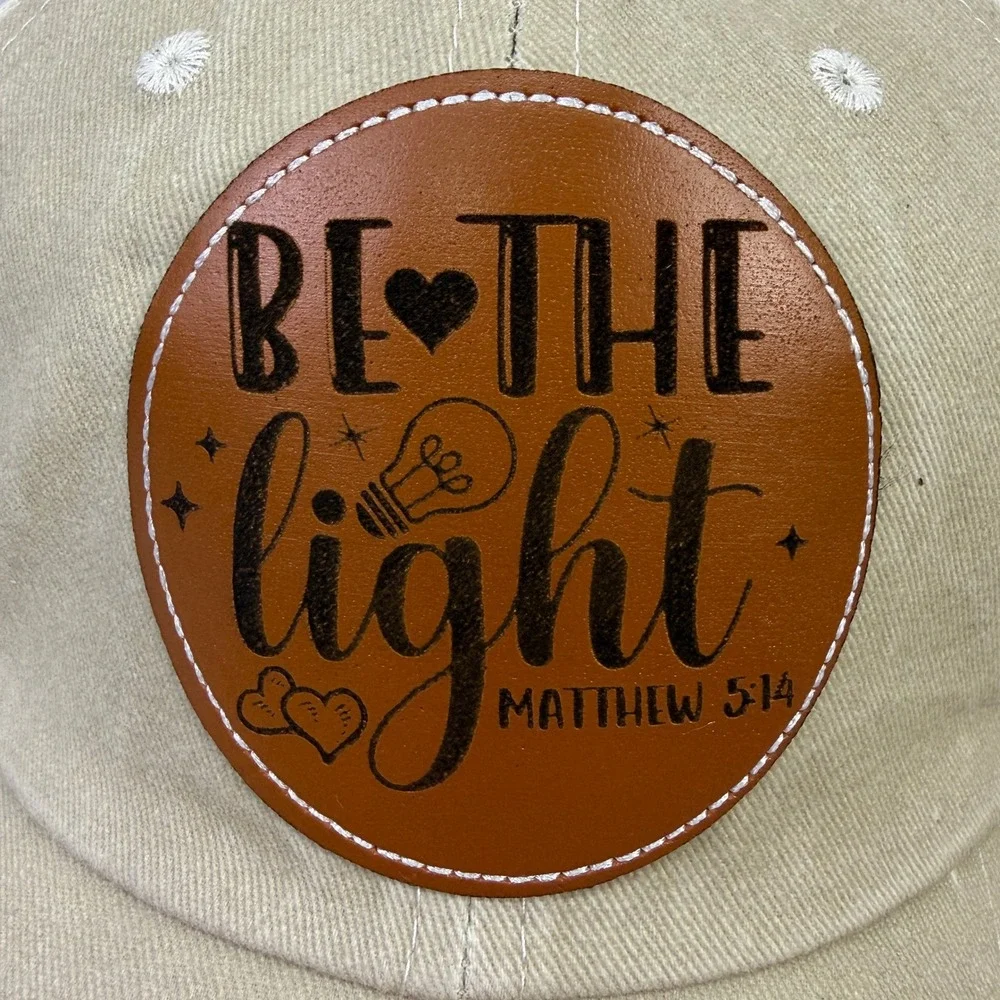 Be the Light Matthew 5:14 Christian Distressed Trucker Hat Snapback Cap Tan